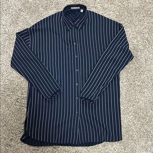 Babaton Blue and White Pinstripe Blouse